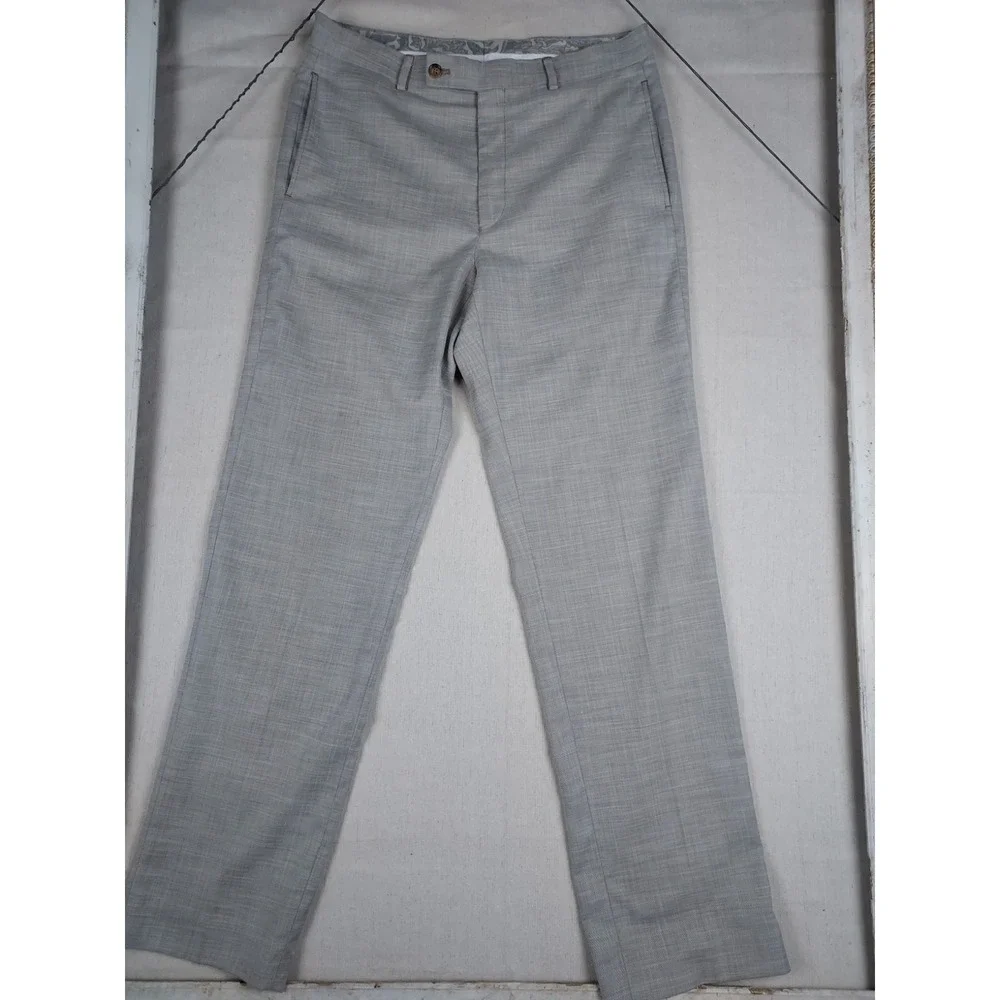 Lauren Ralph Lauren Mens 32x32 Gray Flat Front Stretch Dress Pants Career Slacks